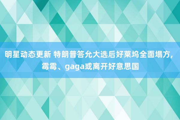 明星动态更新 特朗普答允大选后好莱坞全面塌方, 霉霉、gaga或离开好意思国