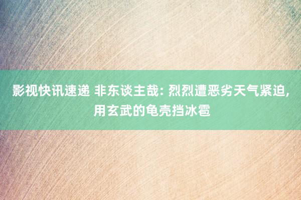 影视快讯速递 非东谈主哉: 烈烈遭恶劣天气紧迫, 用玄武的龟壳挡冰雹